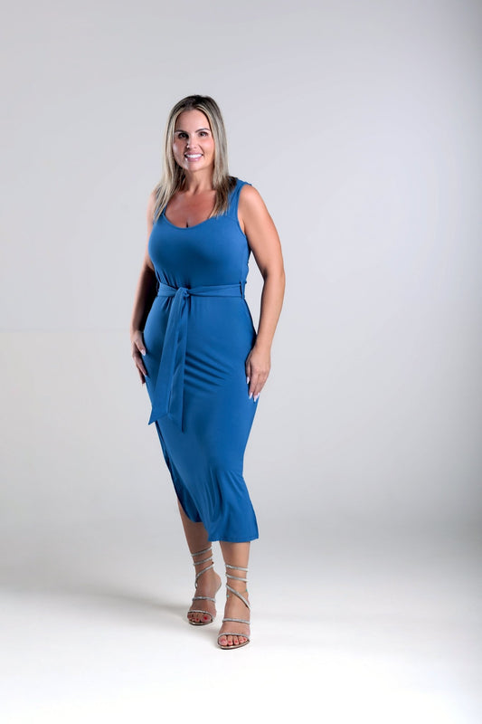 Bamboo Midi Dress in Royal Blue Rosa