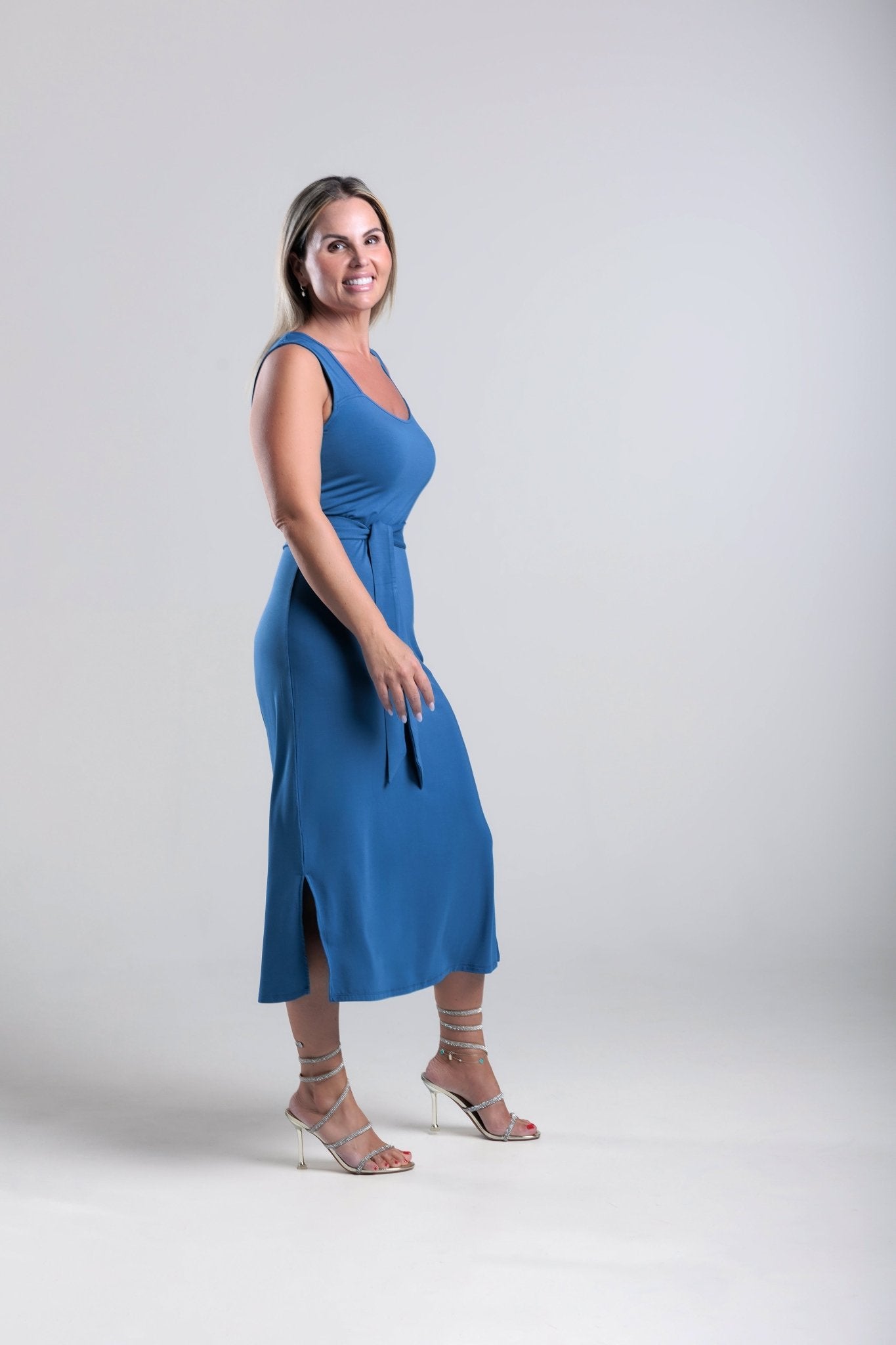 Premium bamboo midi dress - Royal blue -Rosa