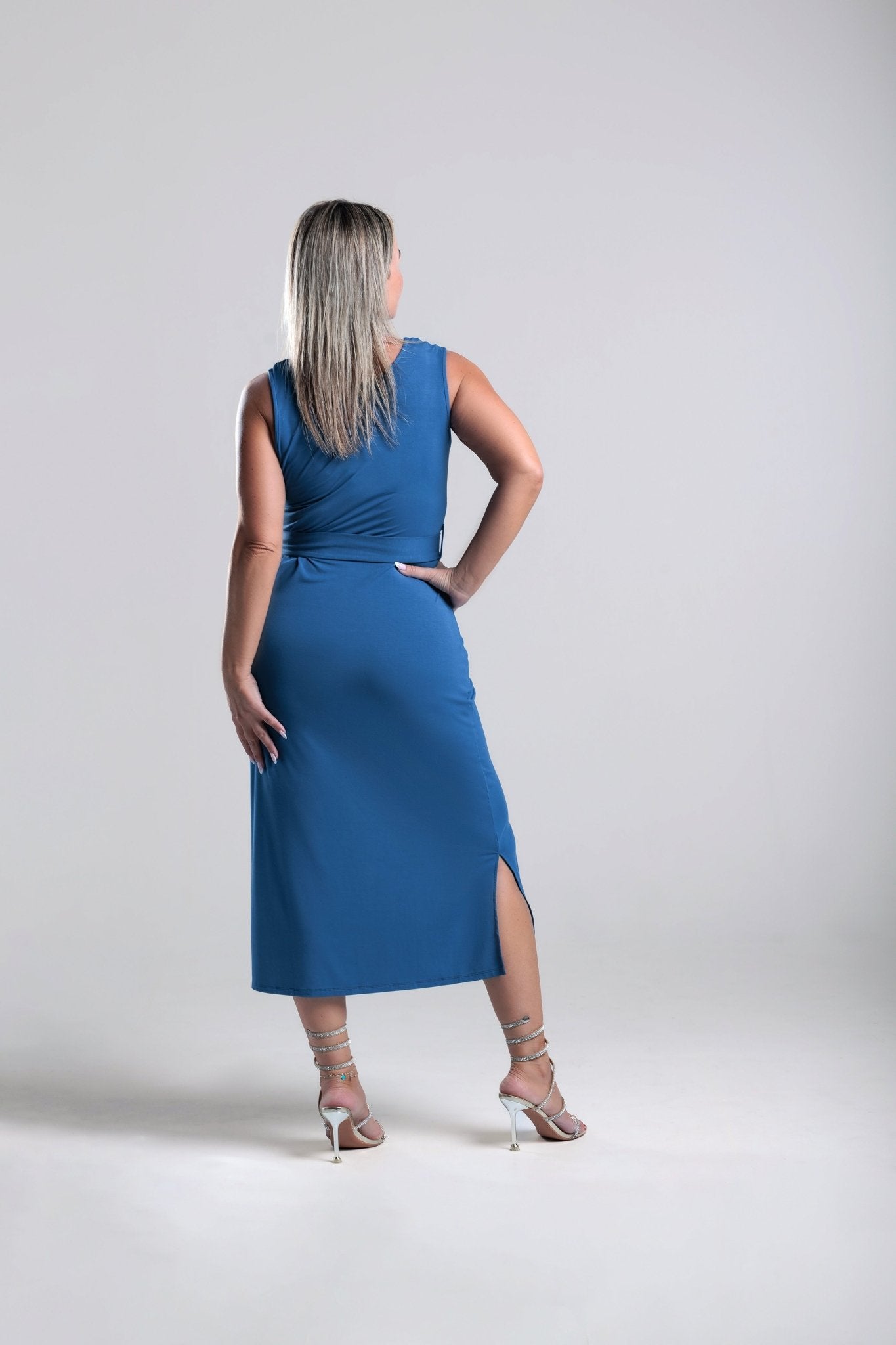 Premium bamboo midi dress - Royal blue -Rosa