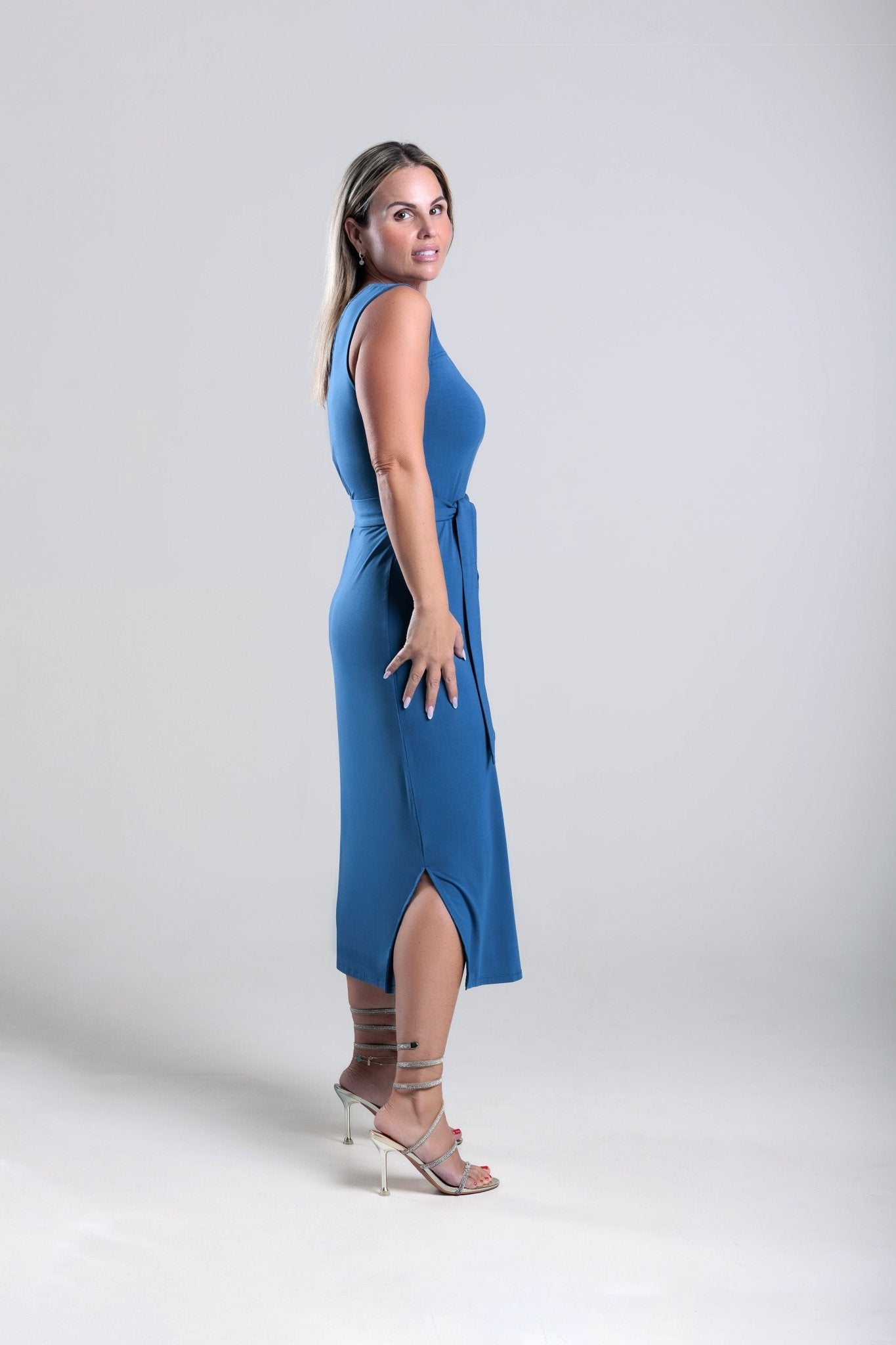 Premium bamboo midi dress - Royal blue -Rosa
