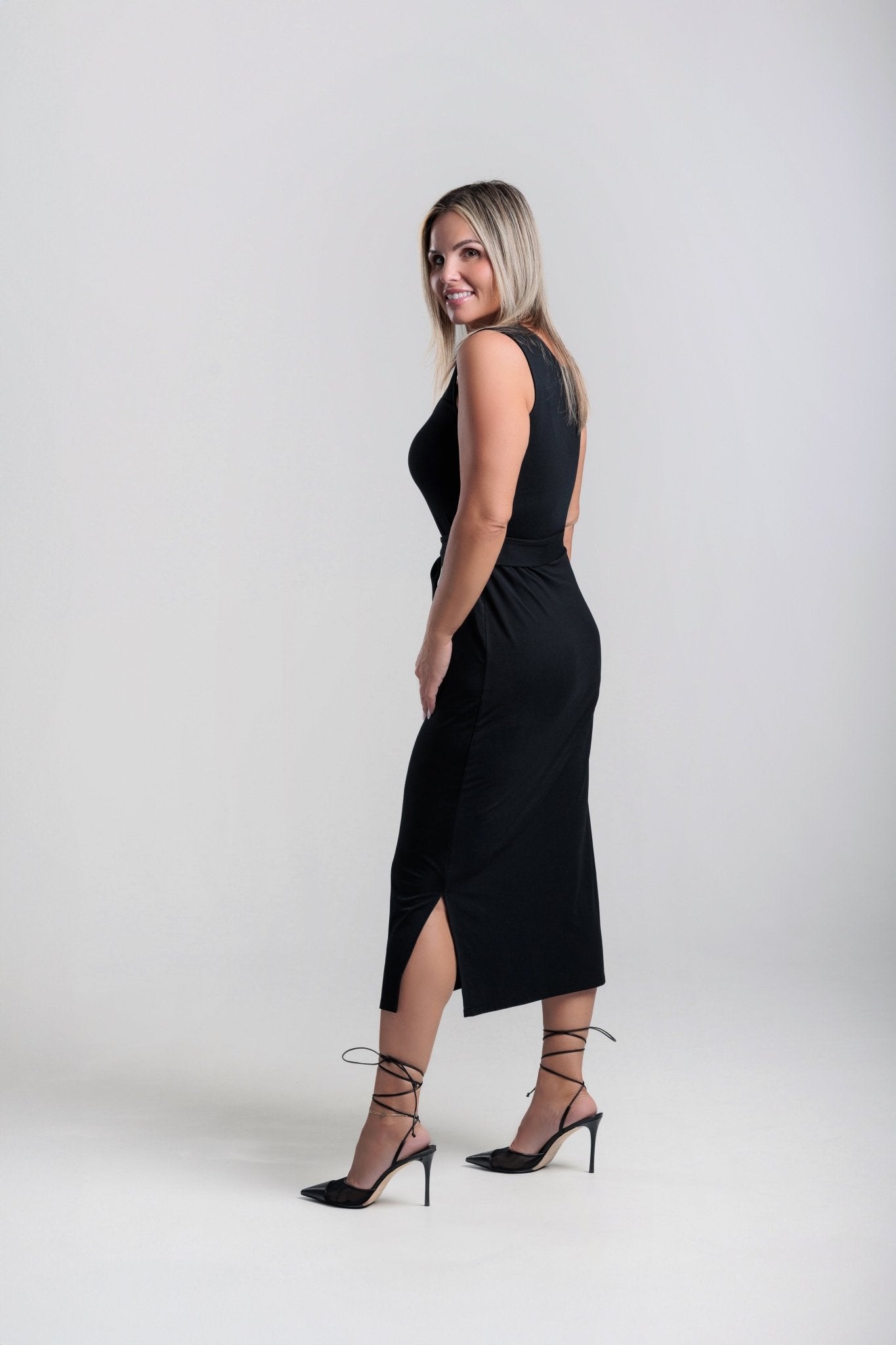 Premium bamboo midi dress -black - Vanta