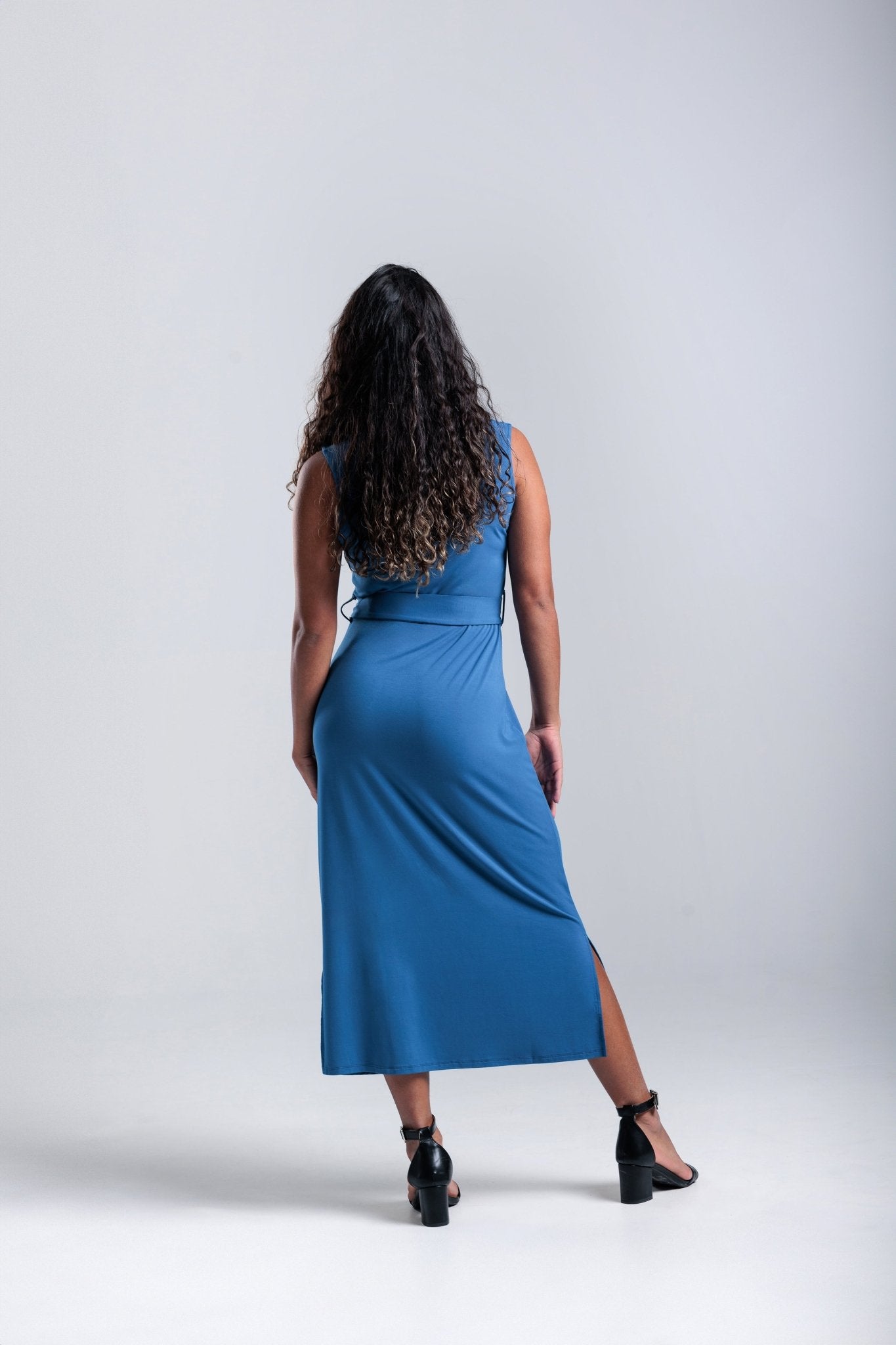 Premium bamboo midi dress - Royal blue -Rosa