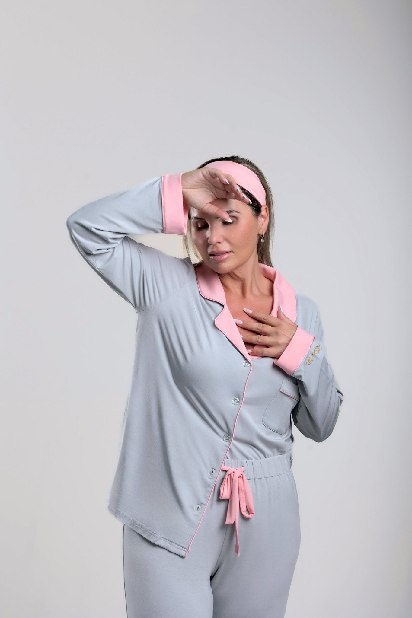 long sleeve button-down bamboo pajama Set for Women- Eloura -PJ Couture Collection