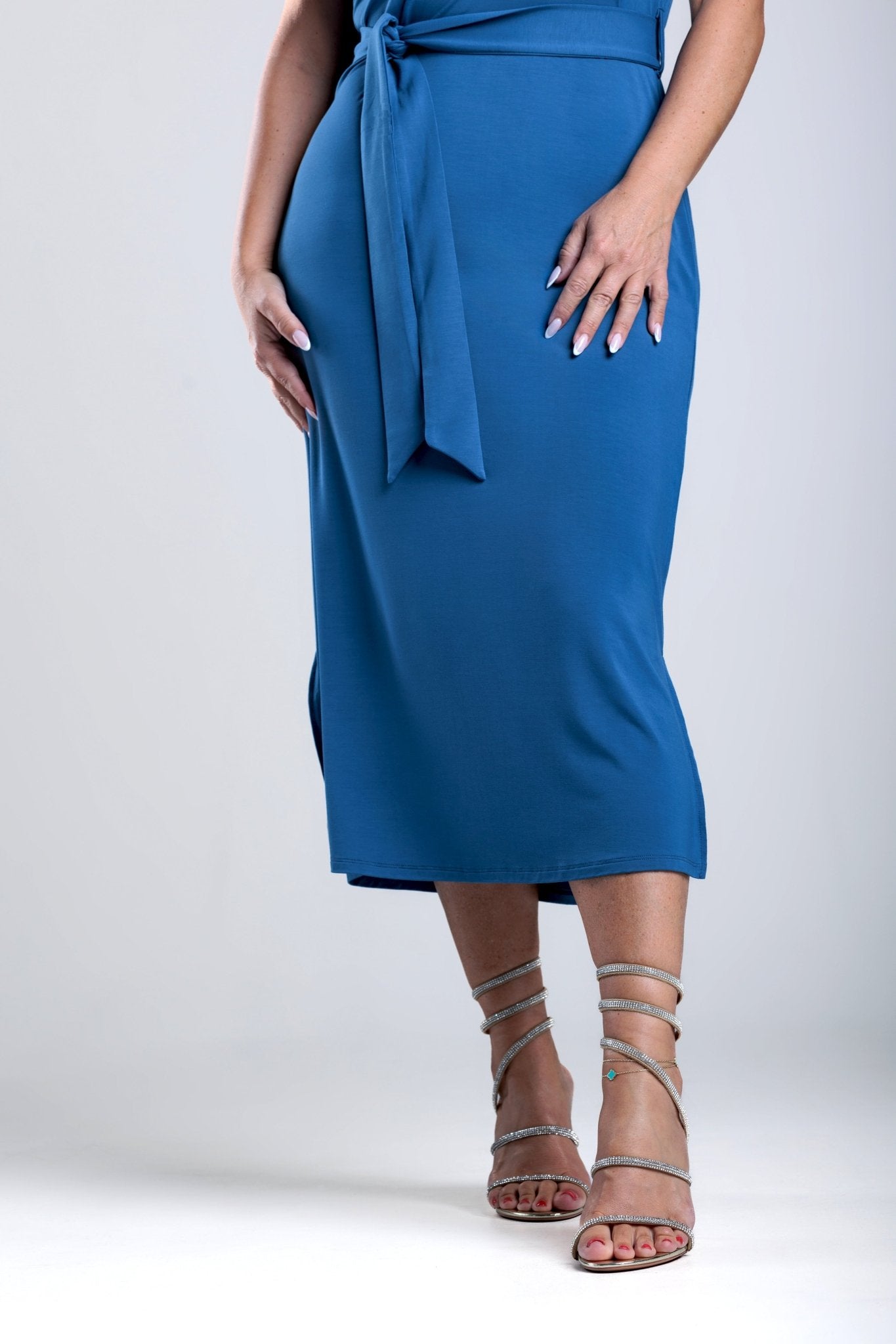 Premium bamboo midi dress - Royal blue -Rosa