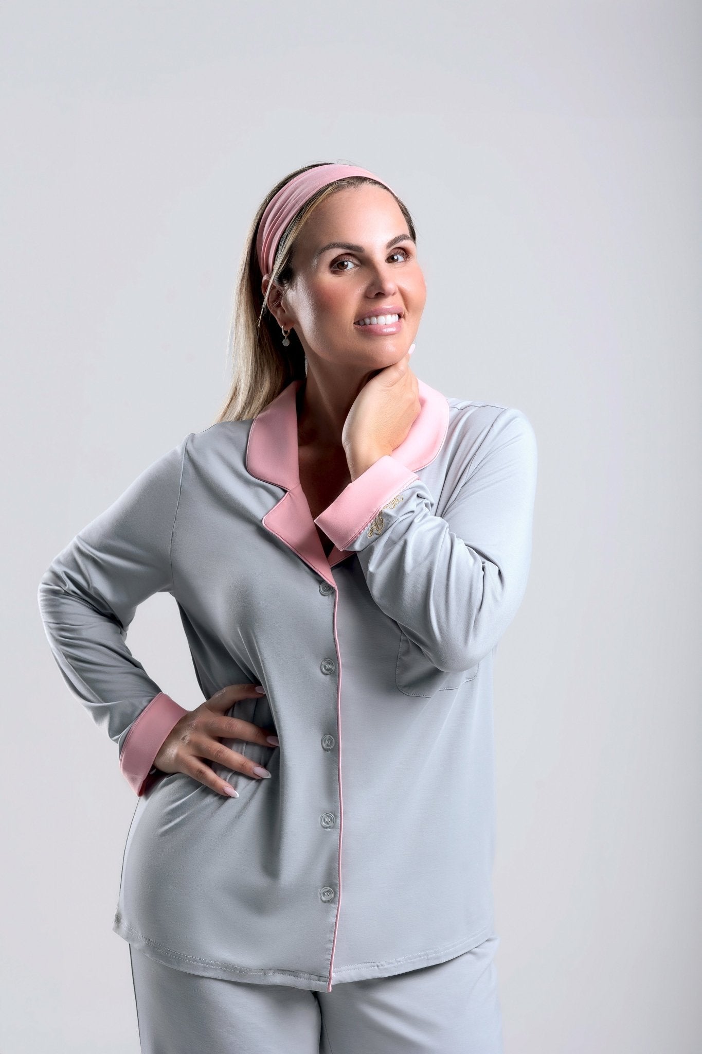 long sleeve button-down bamboo pajama Set for Women- Eloura -PJ Couture Collection