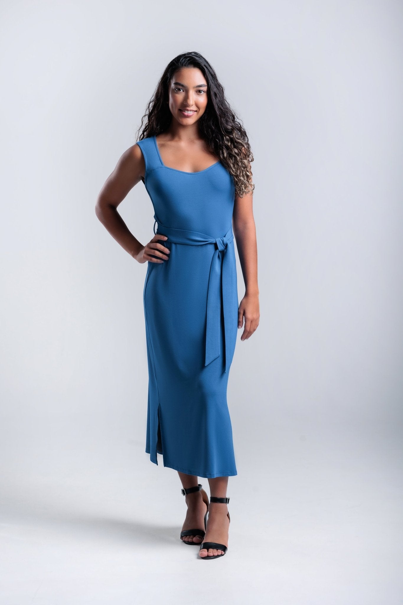 Premium bamboo midi dress - Royal blue -Rosa