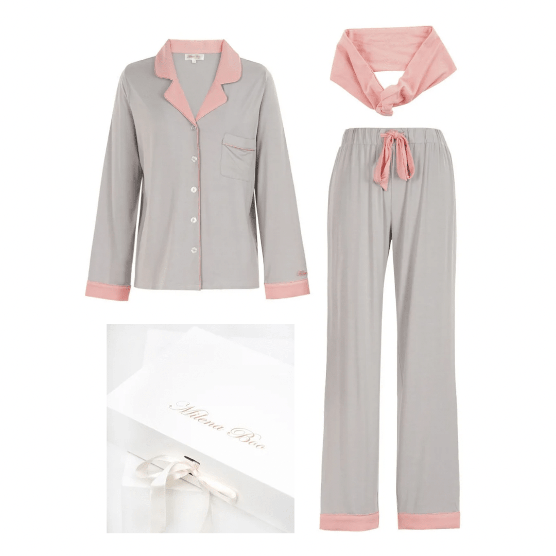 long sleeve button-down bamboo pajama Set for Women- Eloura -PJ Couture Collection