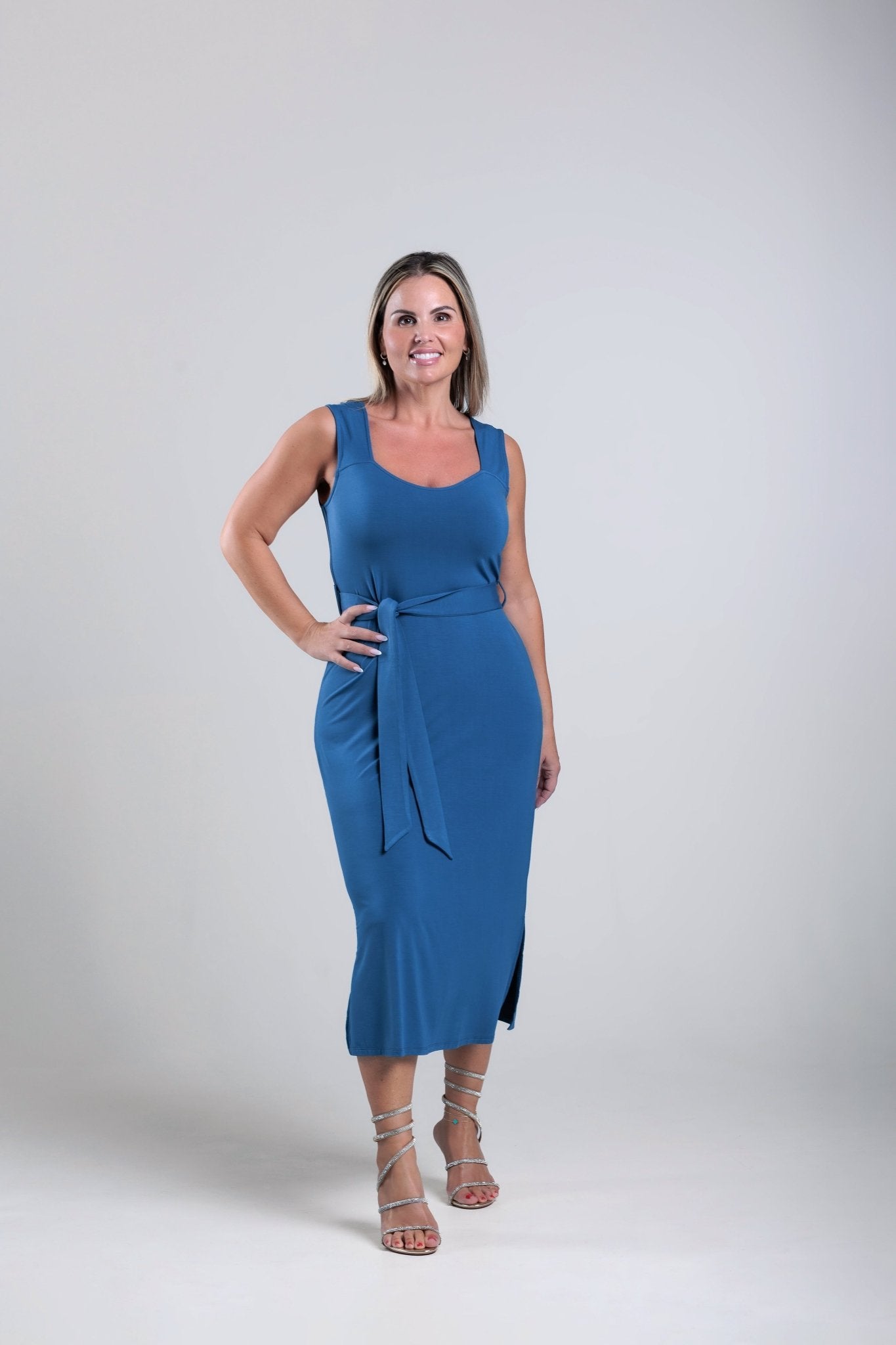 women's blue bamboo dress. ultra soft bamboo dress for women. breathable and cooling women dress 